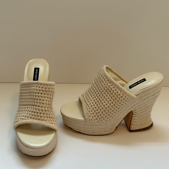 Nine West Shoes - Nine West Off White Fefee Platform Slide Sandals